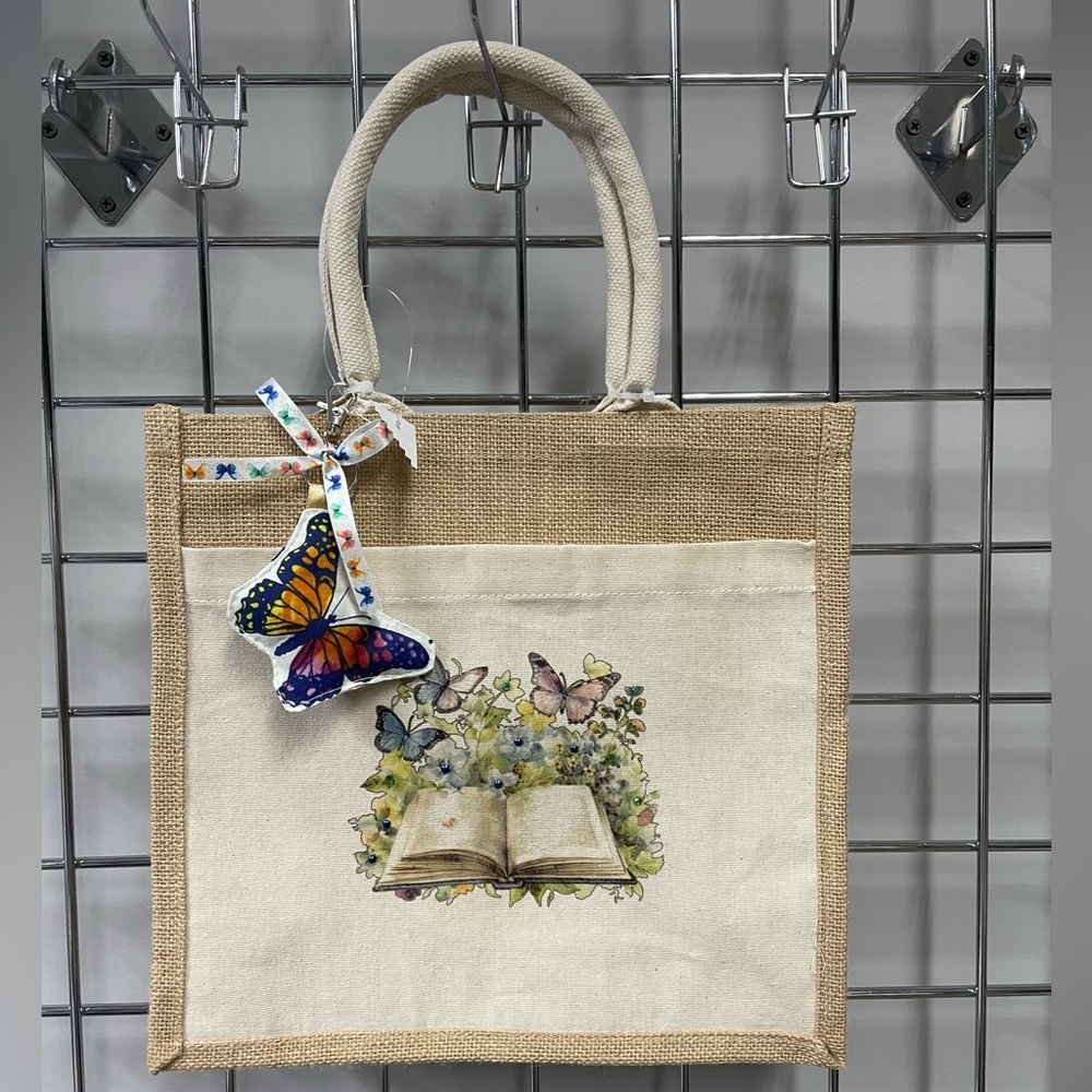 Butterfly 🦋 & Book Printed Canvas Tote Bag - Brand 🆕